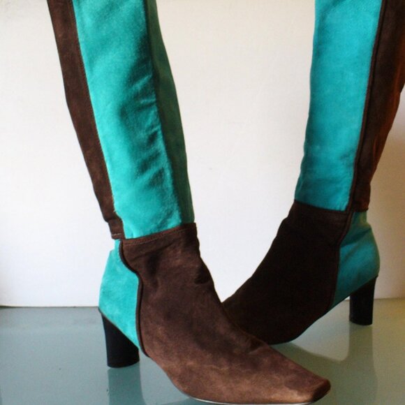 70s Disco VTG Suede Bob Mackie color block boots Cher 8 hippie boho y2k 80s 90s - Picture 4 of 10